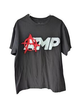 AMP Any Means Possible Shirt XL Anarchy Graphic Grunge Tee Black USA 21x27.5